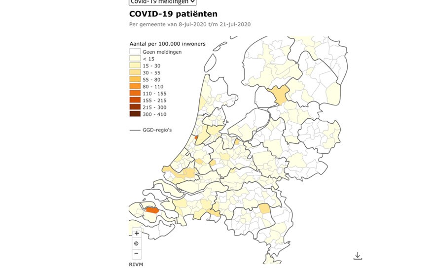 Corona besmettingen in uw woonplaats Corona besmettingen in uw woonplaats