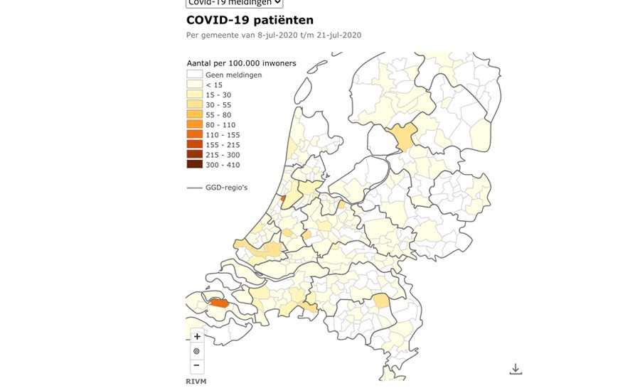 Corona besmettingen in uw woonplaats