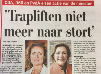 Artikel Telegraaf over hergebruiken traplift